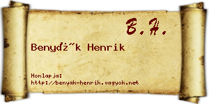 Benyák Henrik névjegykártya
